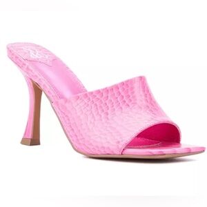 NY & Co Mules- Pink- Barbie Pink- Delara Women's Heel Slide Sandal size 9